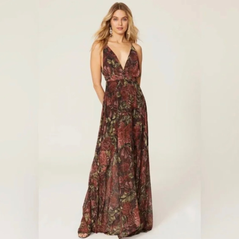 Ronny Kobo Collection Daniela Victorian floral chiffon maxi dress